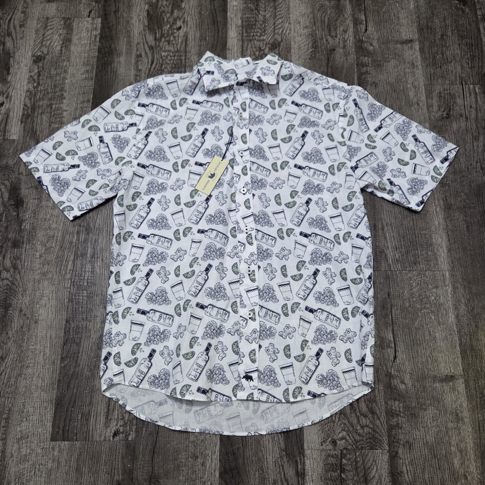 Stylish White and Black Patterned Men's Shirt From Onward Reserve Large